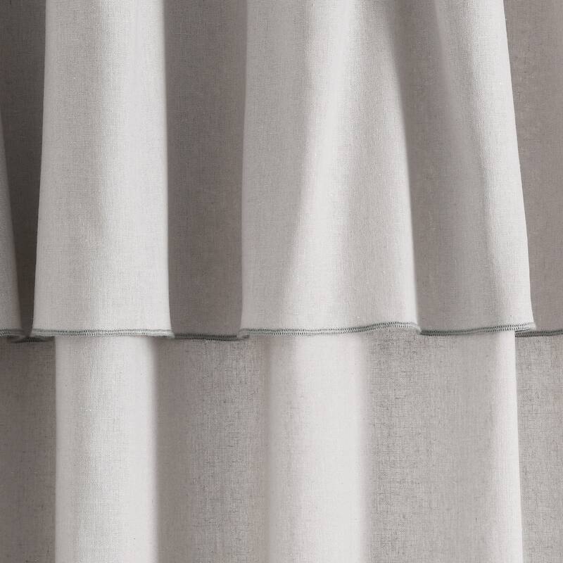 Lush Decor Modern Faux Linen Embroidered Edge With Attached Valance Window Curtain Panels Set