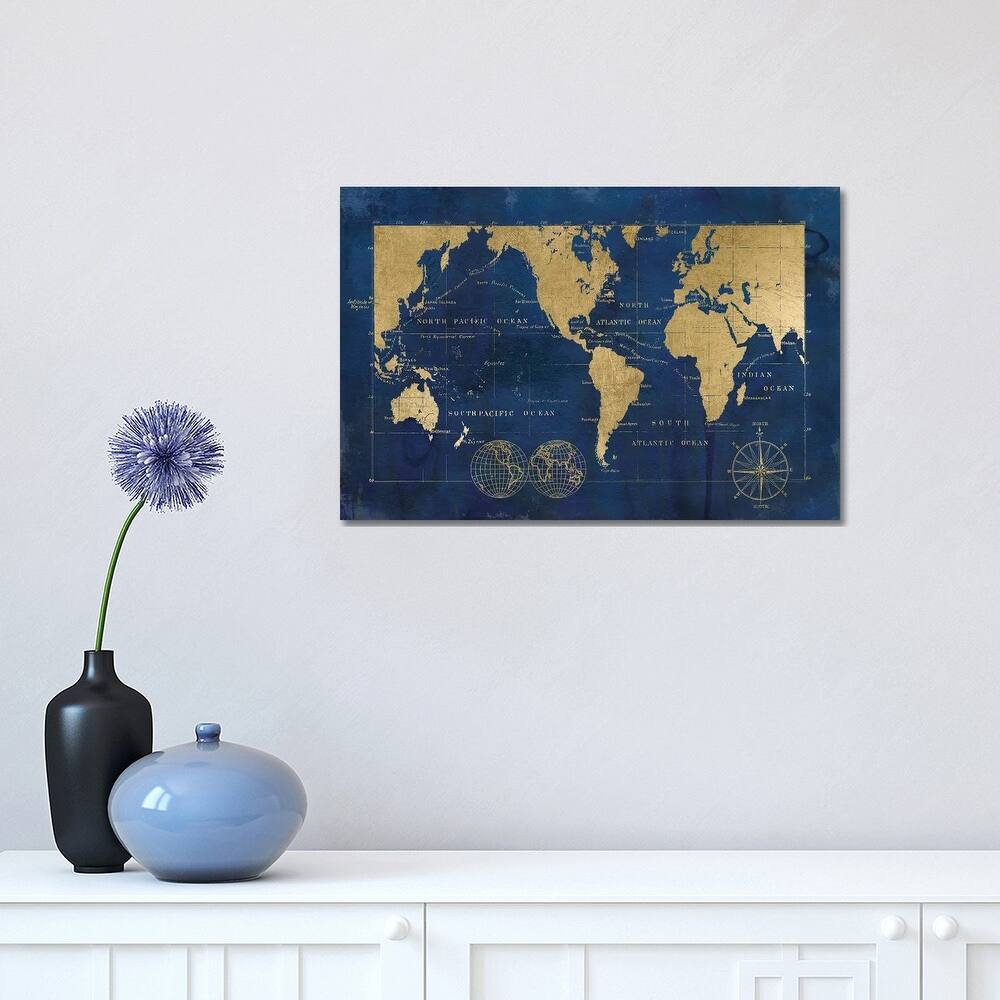 iCanvas "Indigo World Map" by Carol Robinson Canvas Print