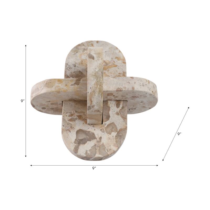 Stone Marble Decorative Object Interlocking Sculptural Form Accent