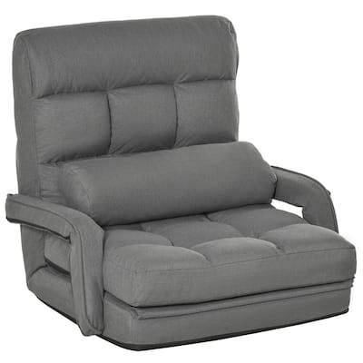 Grey 30.8" Folding Chaise Lounge Chair with Pillow