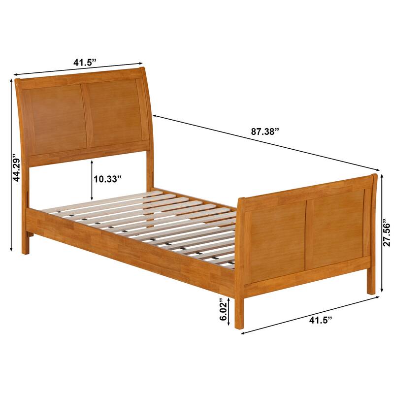 Valencia Solid Wood Low Profile Sleigh Platform Bed with Matching Footboard