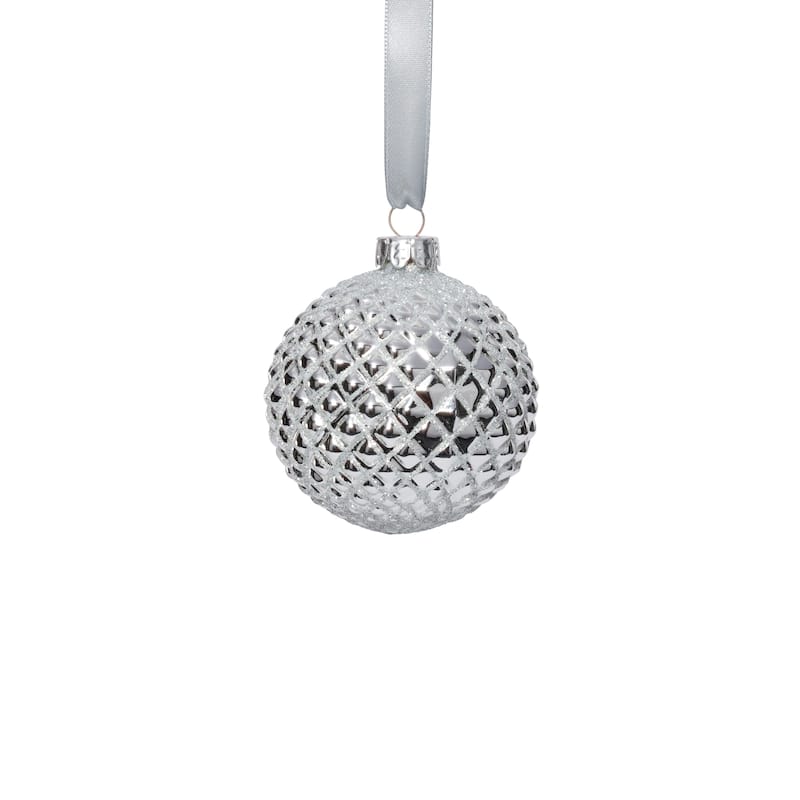 Metallic Matte Glass Ball Christmas Ornaments, Set of 6, 3.25" - Silver