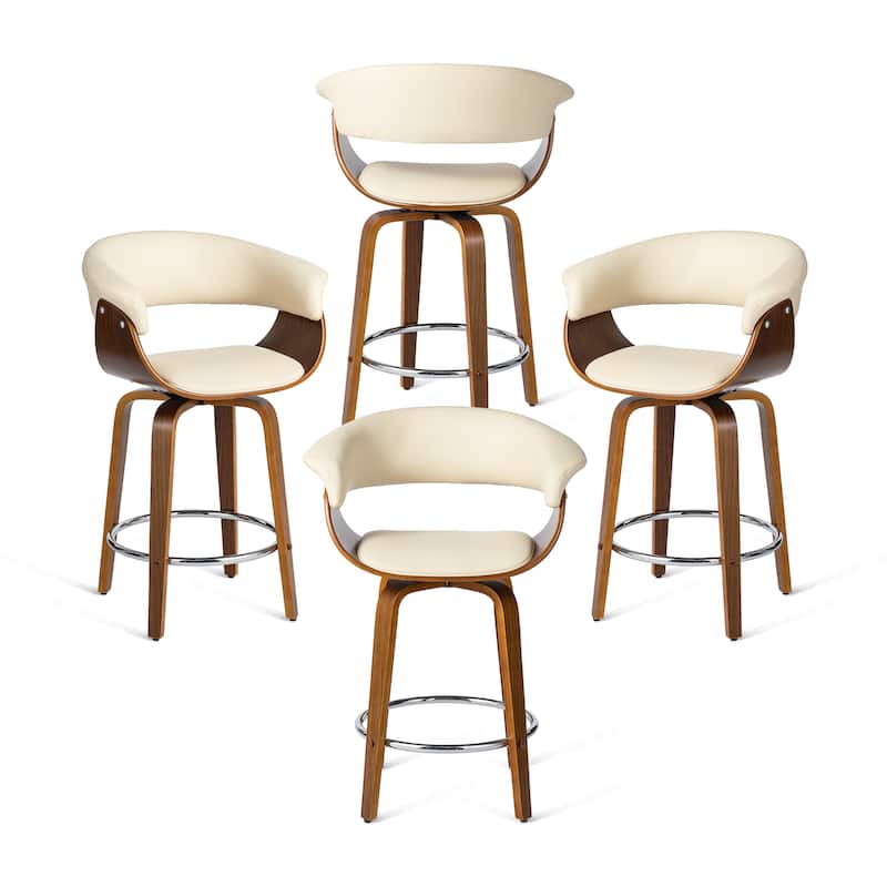 Glitzhome Set of 2 or 4 Modern Counter & Bar Height Wooden Swivel Bar Stools
