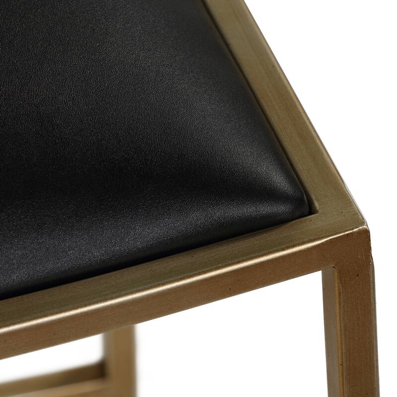 Hardi Counterstool Gold Metal Frame with Wide Black Seat, 25.5" Tall