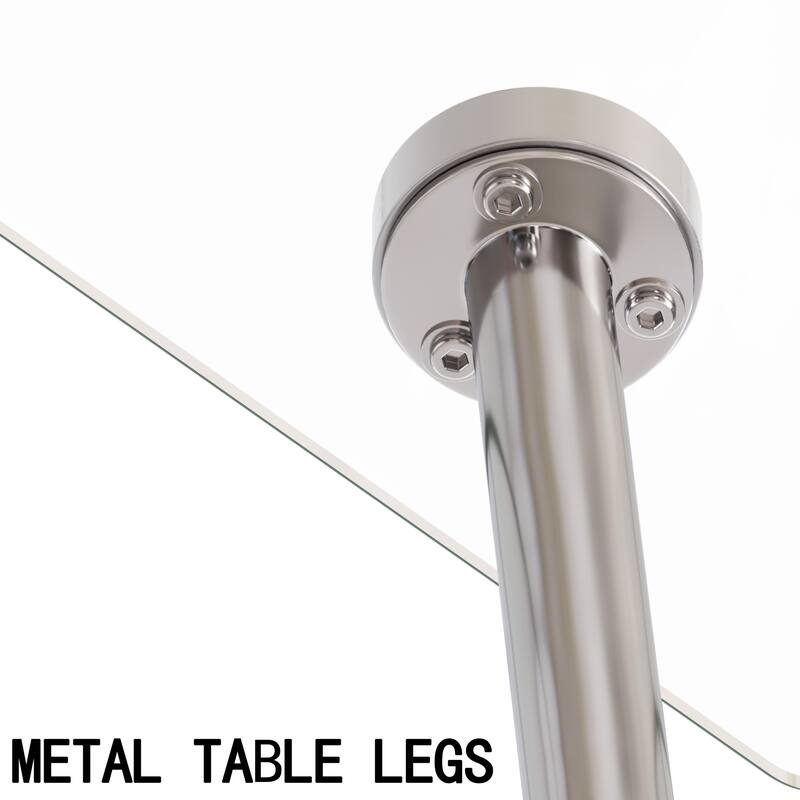 Glass Dining Table, Modern Rectangular Table with Tempered Glass Tabletop & Sliver metal Legs, Simplistic Kitchen Table