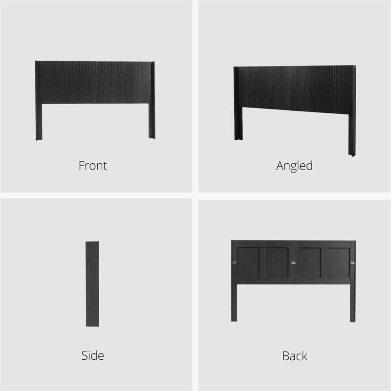 64.4" Wide Wooden Queen Headboard Only Wall Mounted Fluted Panel
