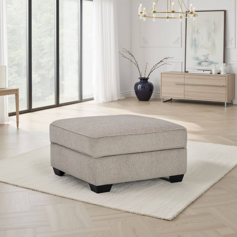 Reah Storage Ottoman, Foam Cushioned Umber Brown Polyester, 38 Inch