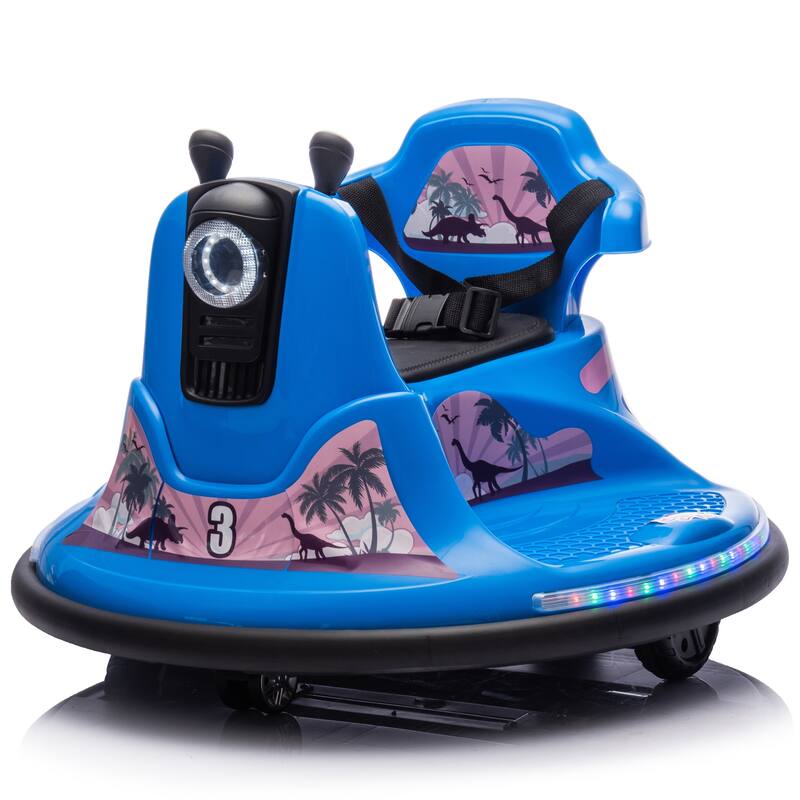 12V Kids Ride On Bumper car W/Parents control,Rotate 360 degrees,Two-handed switch for direction control For kids of 2-5 - Blue