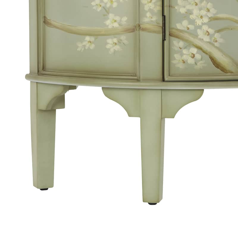 Christopher Knight Home - Maribelle Vintage Hand-Painted Half Moon Accent Cabinet with Floral Design and Gold Trim