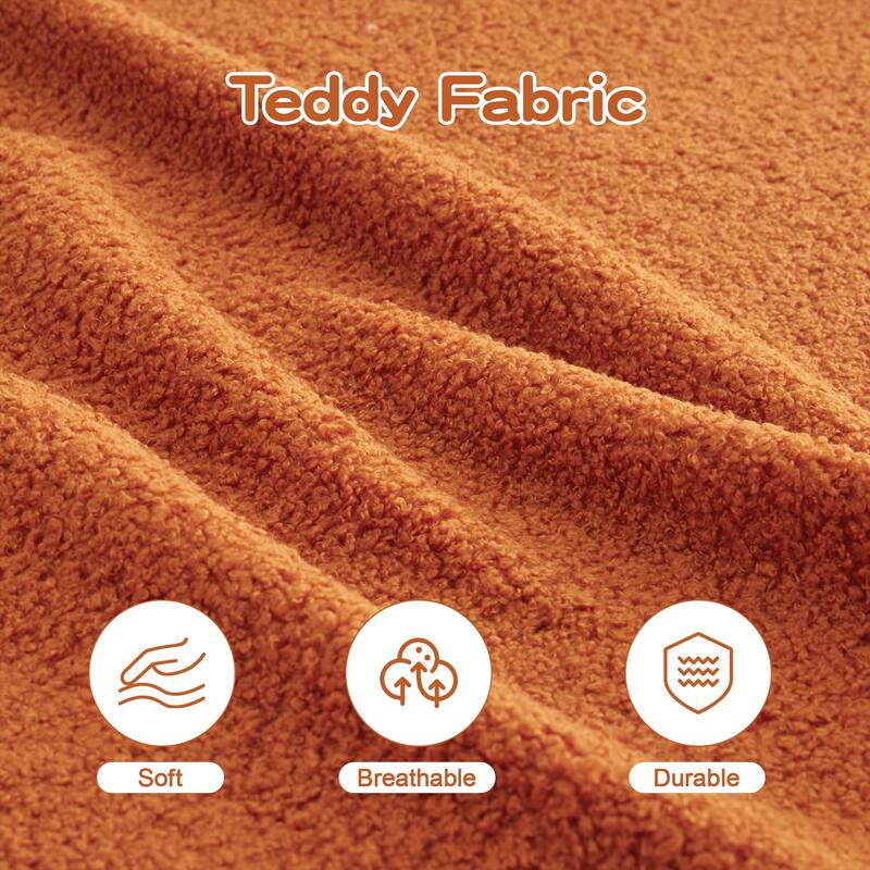 Soft Teddy Fabric Boneless Sofa, No Assembly Required Streamlined Design, Anti-Slip Design, 32D High Density Sponge