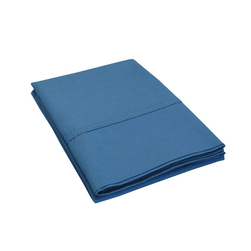 Superior 300TC Flynn Solid Cotton Percale Pillowcase - (Set of 2) - Standard - Navy Blue