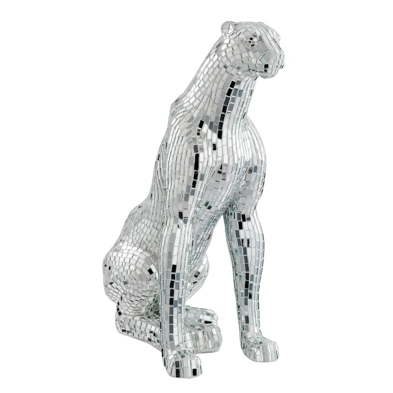 Sitting Panther Resin Sculpture - N/A