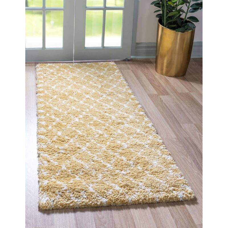 Shag Shoploni Collection Area Rug - 2'7"x6' - Yellow