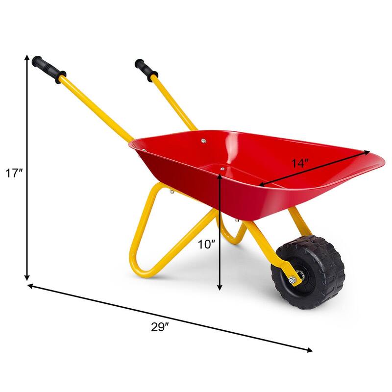 Gymax Kids Metal Wheelbarrow Children's Size Ourdoor Garden Backyard