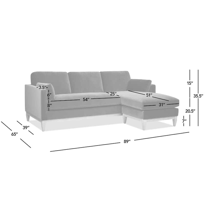 Knox 89" Performance Velvet Reversible Chaise Sectional Sofa