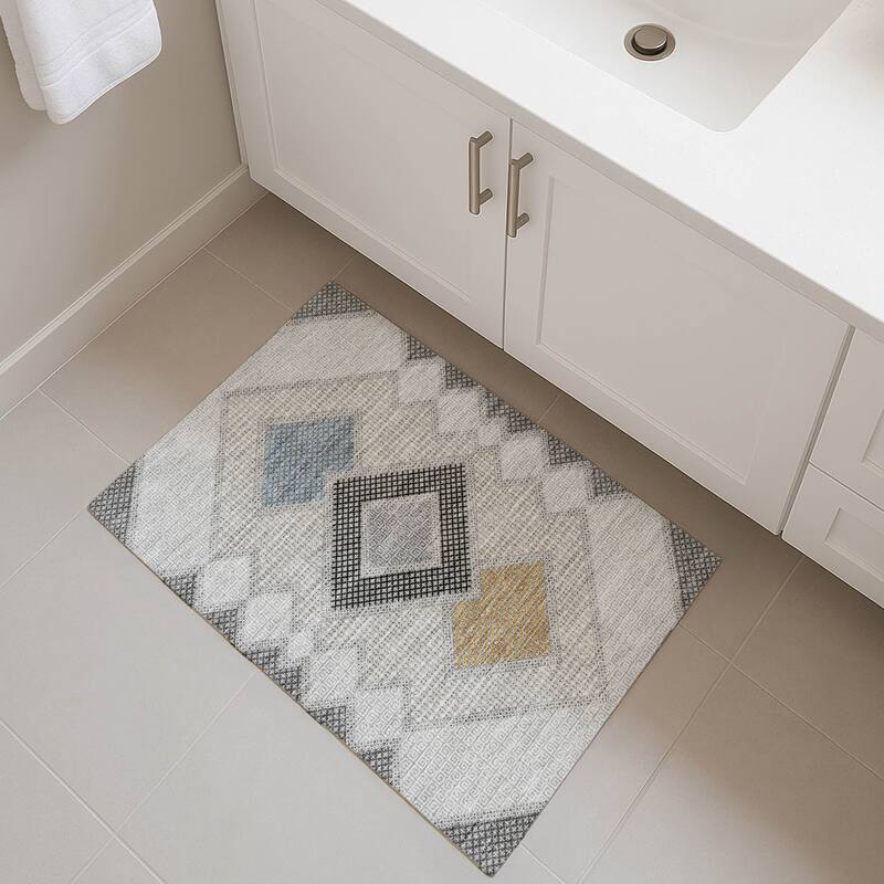 Premium Washable Super Soft Modern Global Mayfield Rug - Gray - 1'8" x 2'6"