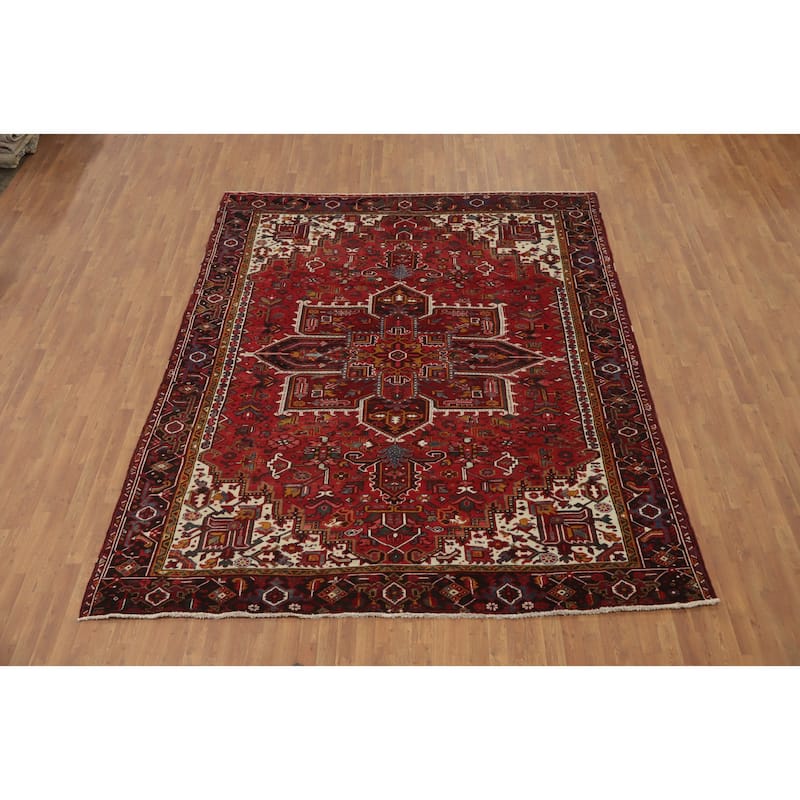 Hand Knotted Oriental 100% Wool Carpet Traditional Medallion Red Heriz Area Rug - 11' 4'' X 9' 3''