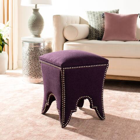 SAFAVIEH Deidra Storage Plum Silver Nailhead Ottoman