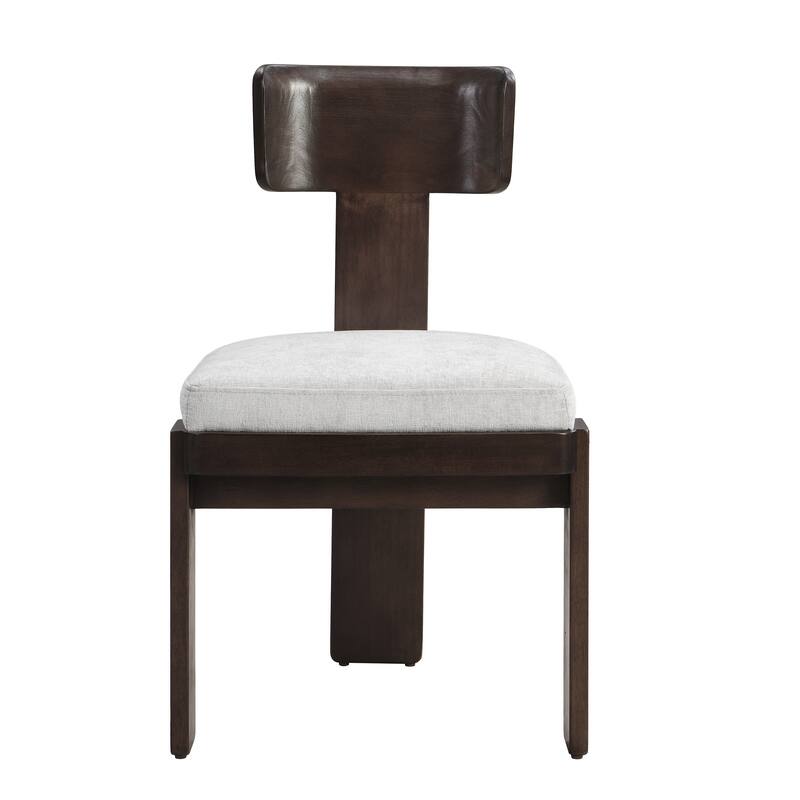 Fabric Dining Chairs Set of 2, T-Back Upholstered Dining Room Chairs with Rubber Wood Legs, Living Room Chairs