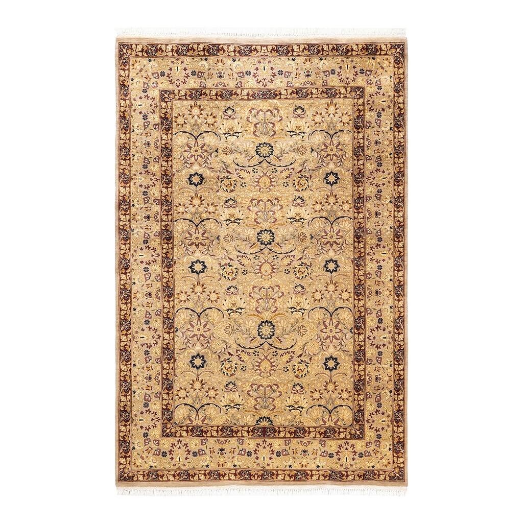 Overton Hand Knotted Wool Vintage Inspired Traditional Mogul Ivory Area Rug - 5 x 8