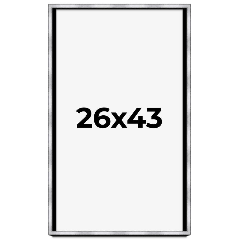 26x43 Shadow Box Frame Silver | 1.375 Inches Deep Real Wood