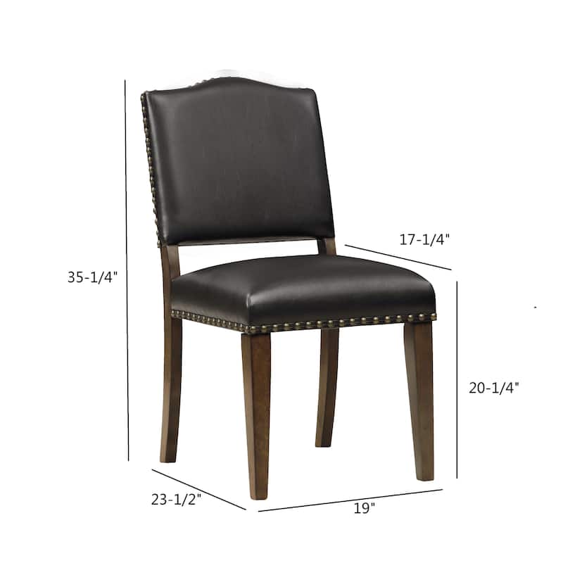 Faux Leather Dining Chair with Nail Heads - Set of 2