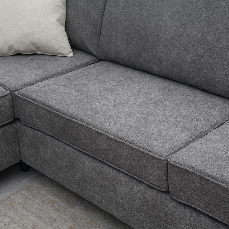 91-inch Modern L-shaped Upholstered Sectional Sofa with Three Pillows - 91"W x 91"D x 33.5"H