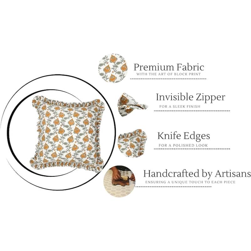 Fabdivine Cotton Handmade Block print pillow Cover