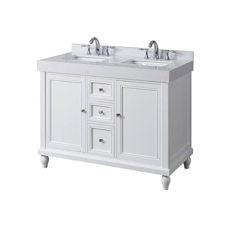 Classic Exclusive 48 in. Vanity in White with White Culture Marble Top