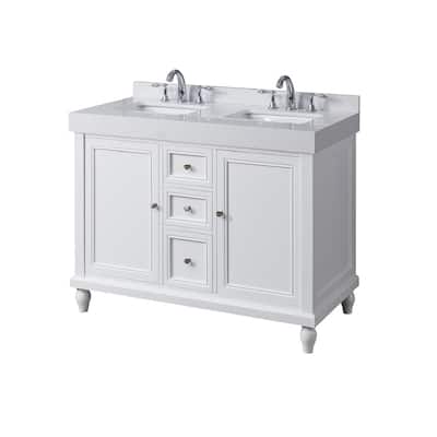 Classic Exclusive 48 in. Vanity in White with White Culture Marble Top