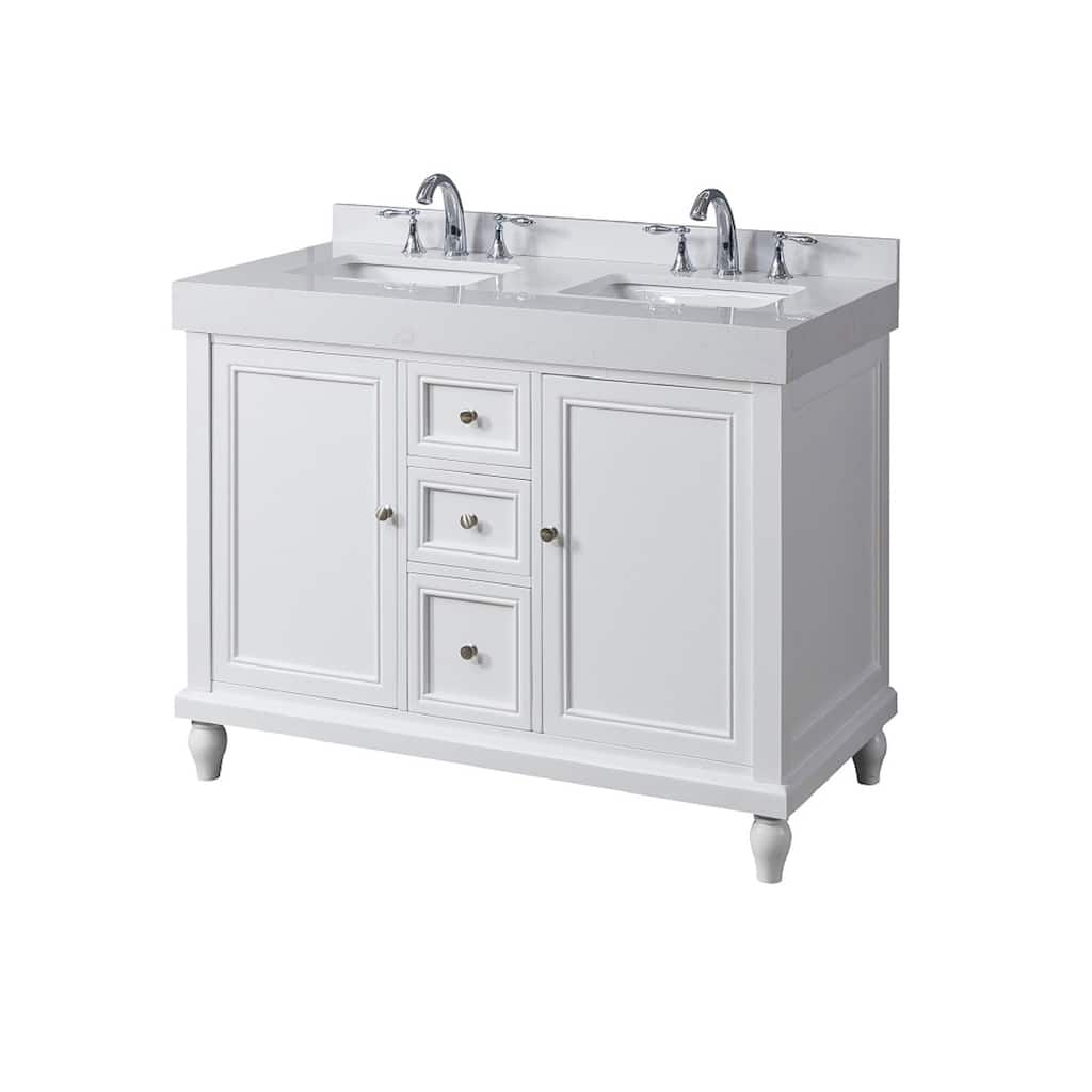 Classic Exclusive 48 in. Vanity in White with White Culture Marble Top
