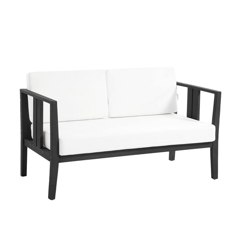 Outdoor Patio Wood Loveseat with Cushion
