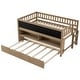 preview thumbnail 5 of 22, Twin Size Low Loft Bed with Trundle, Solid Wood Bed Frame with Storage Shelves & Blackboard, Space-Saving Design for Small Rooms