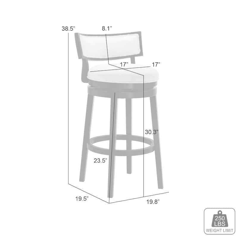 Noely Modern Farmhouse Swivel Wood Counter Height Kitchen Bar Stool with White Boucle Fabric Upholstered Seat