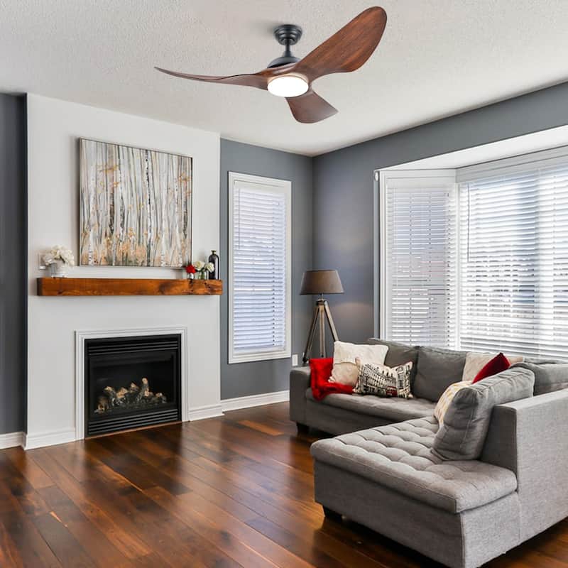 52" Outdoor Wet-Rated Waterproof LED Ceiling Fan with Dimmable Light and Remote Control