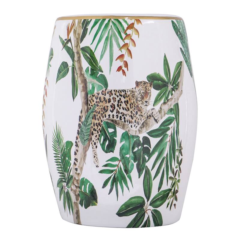Round Jungle Ceramic Stool - 18"