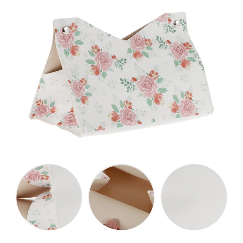 1Pcs Durable Flower Pattern Tissue Box Cover for Living Room Table Desk White Red - White Red