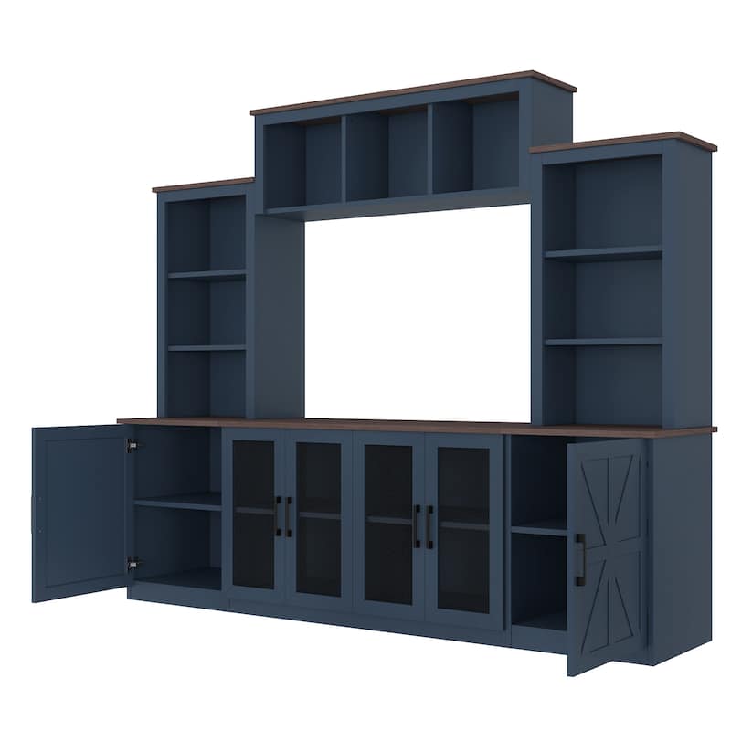 Wall Unit Entertainment Center with Charging Station and USB Charging, with Large Storage Cabinet, TV Stand Media Console