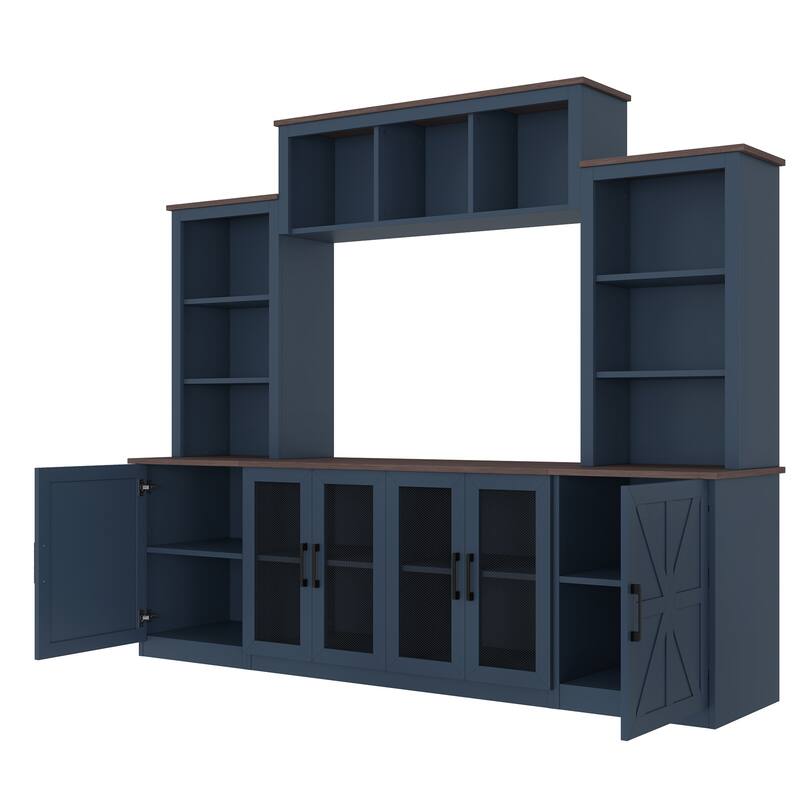 Wall Unit TV Stand with Charging Station, USB Port & Large Storage Cabinet, Modern Media Console