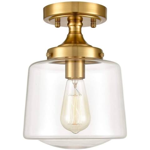Pulgar Mid-Century Retro Brass Glass Ceiling Lights Modern Semi Flush Mount - Gold