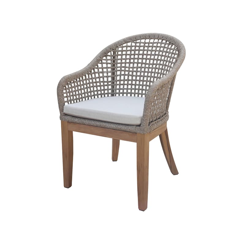 Outdoor 7 Piece Teak Patio Furniture Set with a Round Table and 6 Chairs