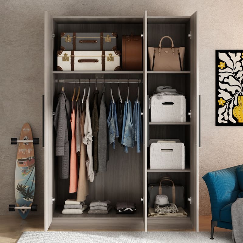 Large Wardrobe Armoire Wooden Closet with 3 Doors for Bedroom Hanging