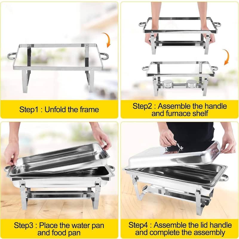 Set of 2 8 Qt Chafing Dishes, Food Warmers for Buffet - 2 Pcs