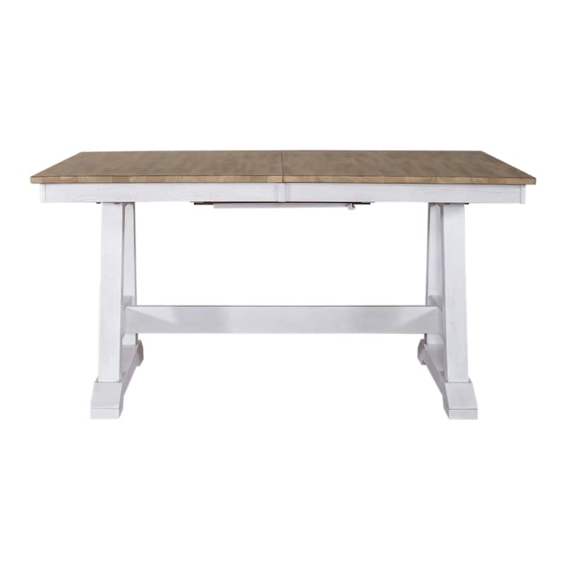 Lindsey Farm Weathered White & Sandstone 5 Piece Trestle Table Set