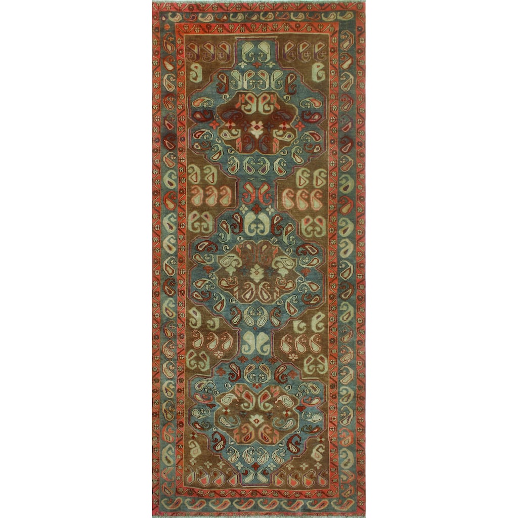 Noori Rug Fine Vintage Distressed Ifetayo Grey/Brown Runner - 3'10" x 9'9"