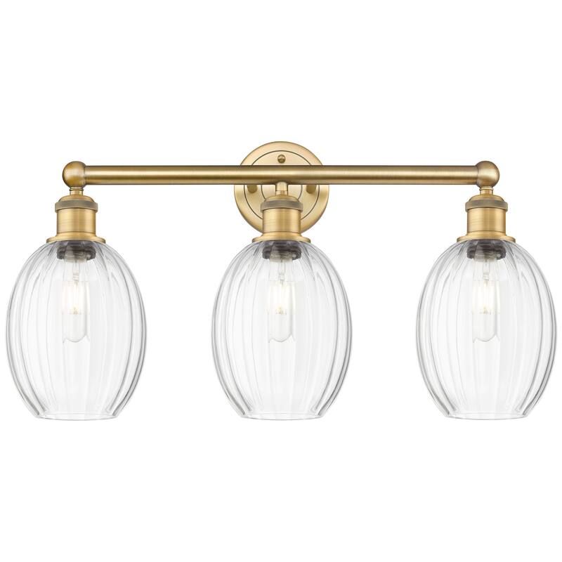 Innovations Lighting Endless Possibilities Edison - Preston - 3 Light 24" Bulb Shade Bath Vanity Light - Clear/Brushed Brass