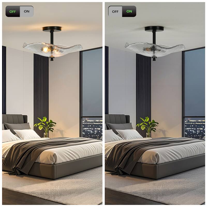 Water Ripple Glass Flush Mount Ceiling Light