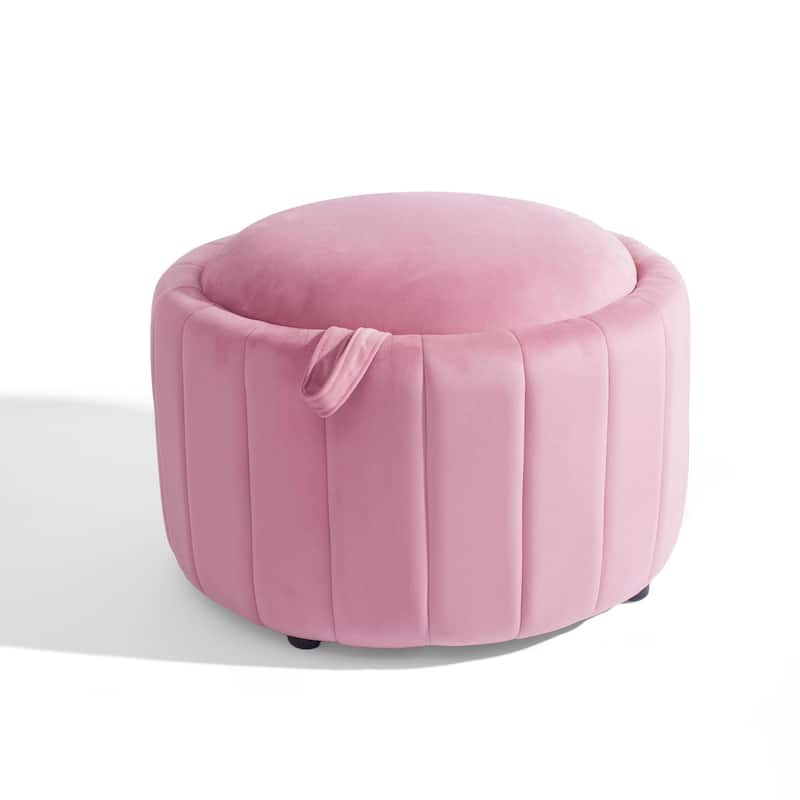 29" Modern Velvet Round Storage Ottoman