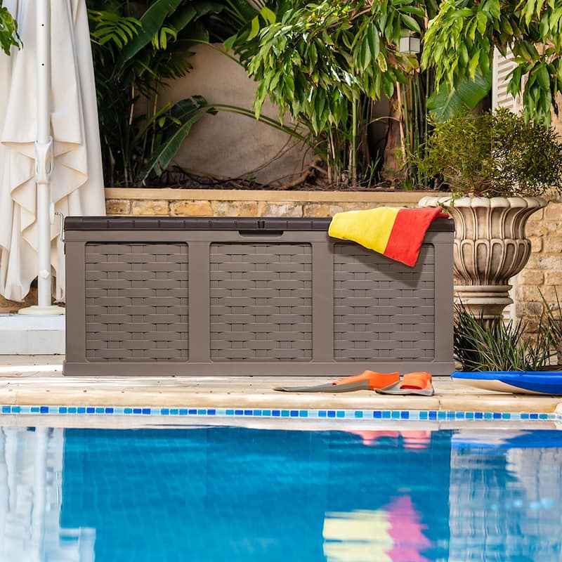 Starplast 153 Gallon Plastic Deck Box, Mocha Brown