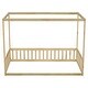 preview thumbnail 9 of 8, Natural Twin Size Pine Wood Canopy Frame Floor Bed with Guardrails